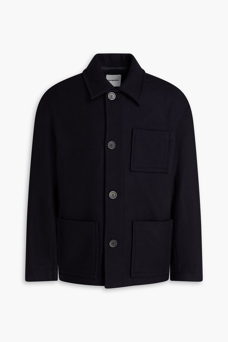 SANDRO WOOL-BLEND GABARDINE OVERSHIRT