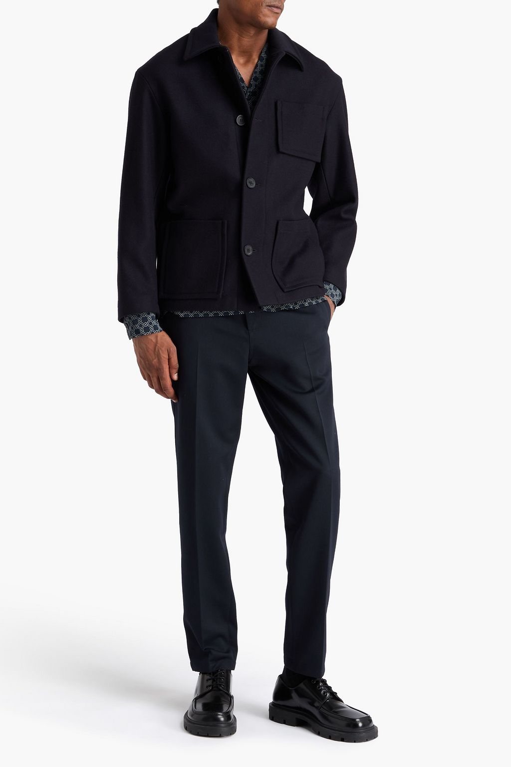 SANDRO Wool-blend gabardine overshirt