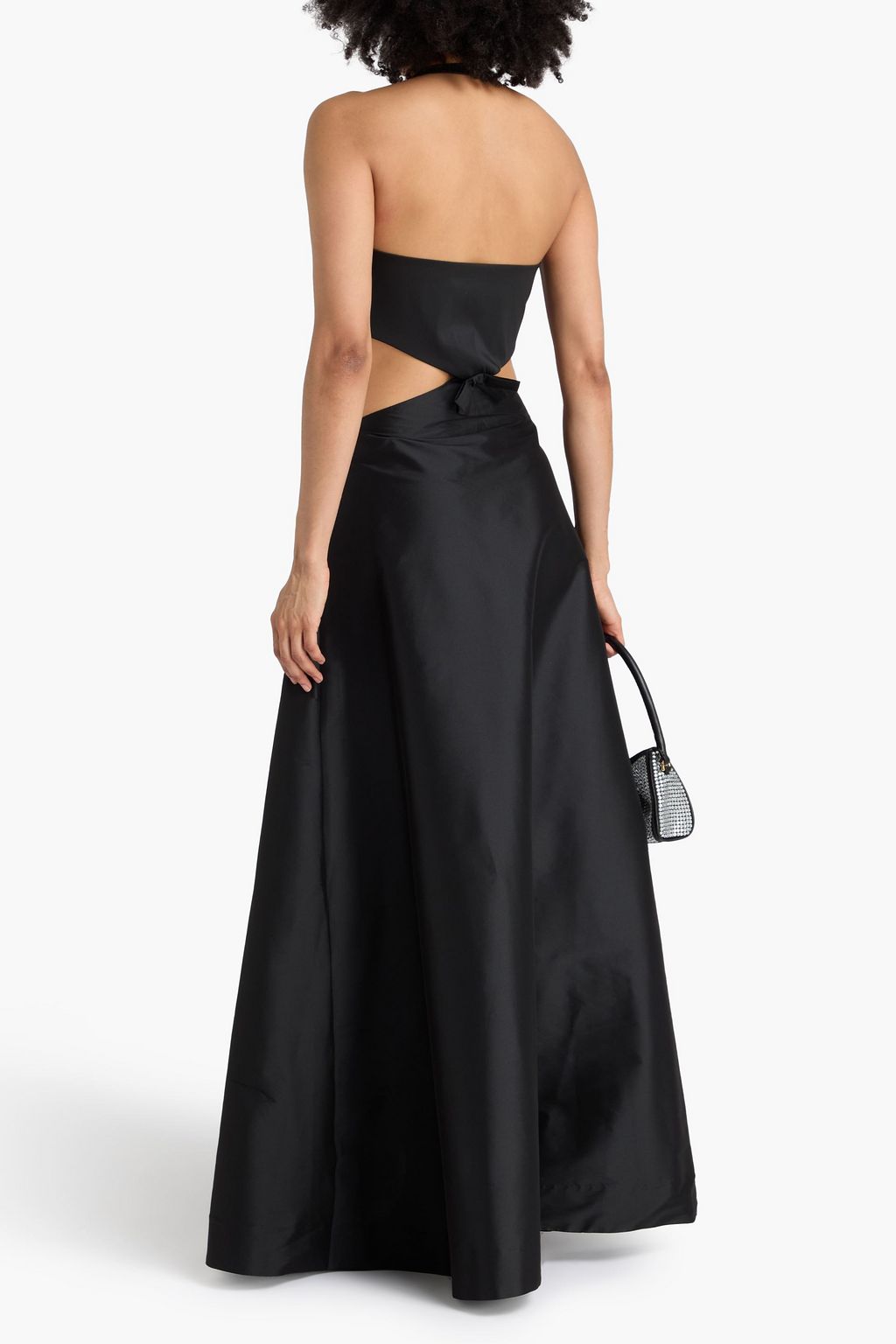 BERNADETTE Robe aus Taft mit Schleife und Cut-outs