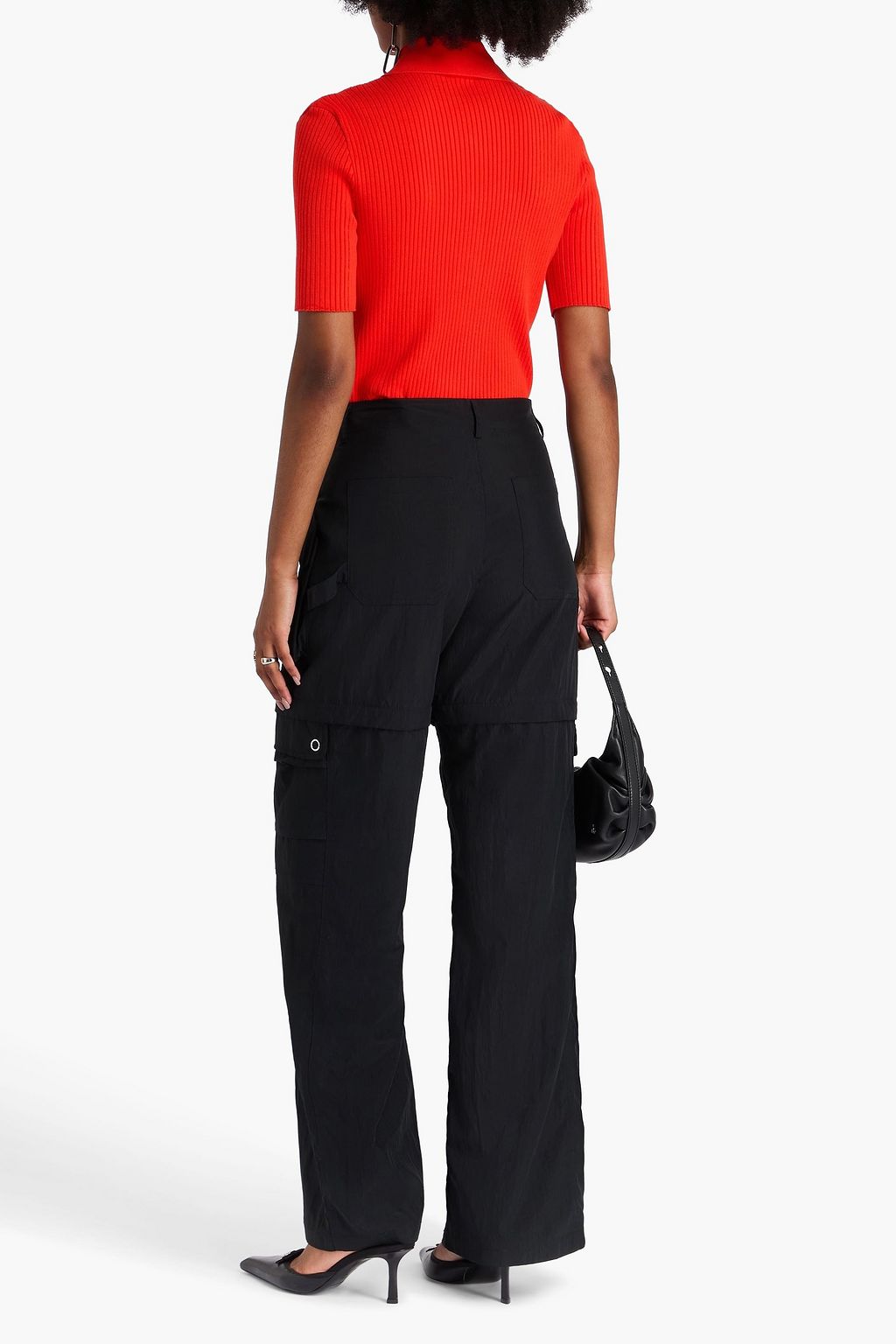 COURRÈGES Ribbed-knit polo sweater