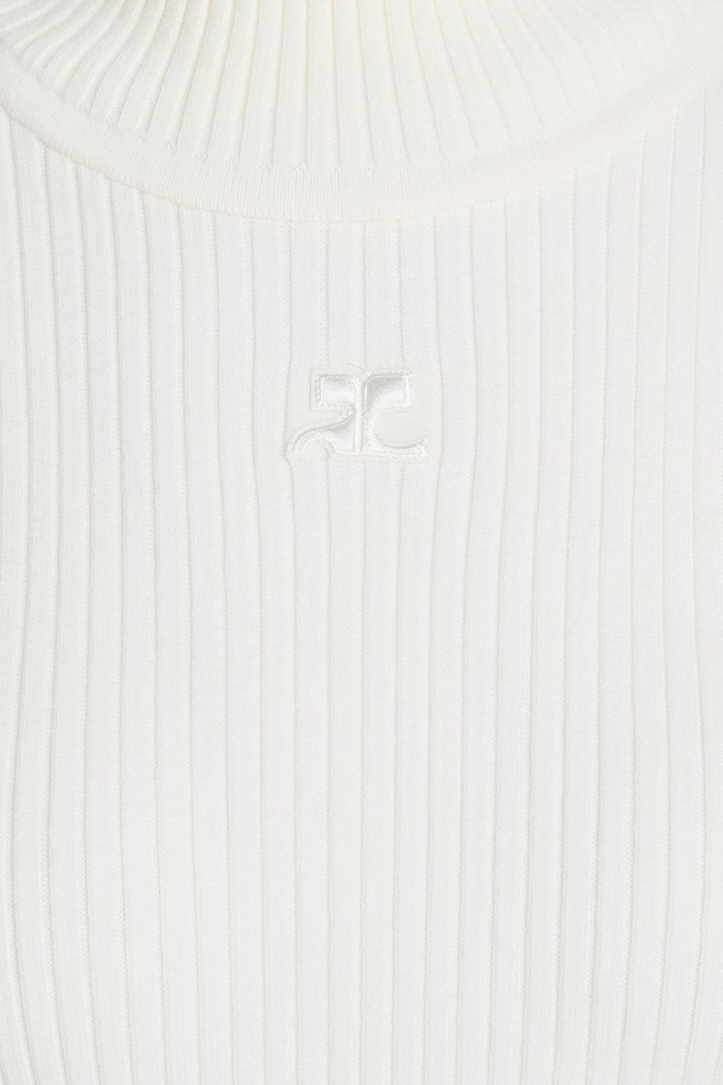 COURRÈGES Embroidered ribbed-knit turtleneck sweater