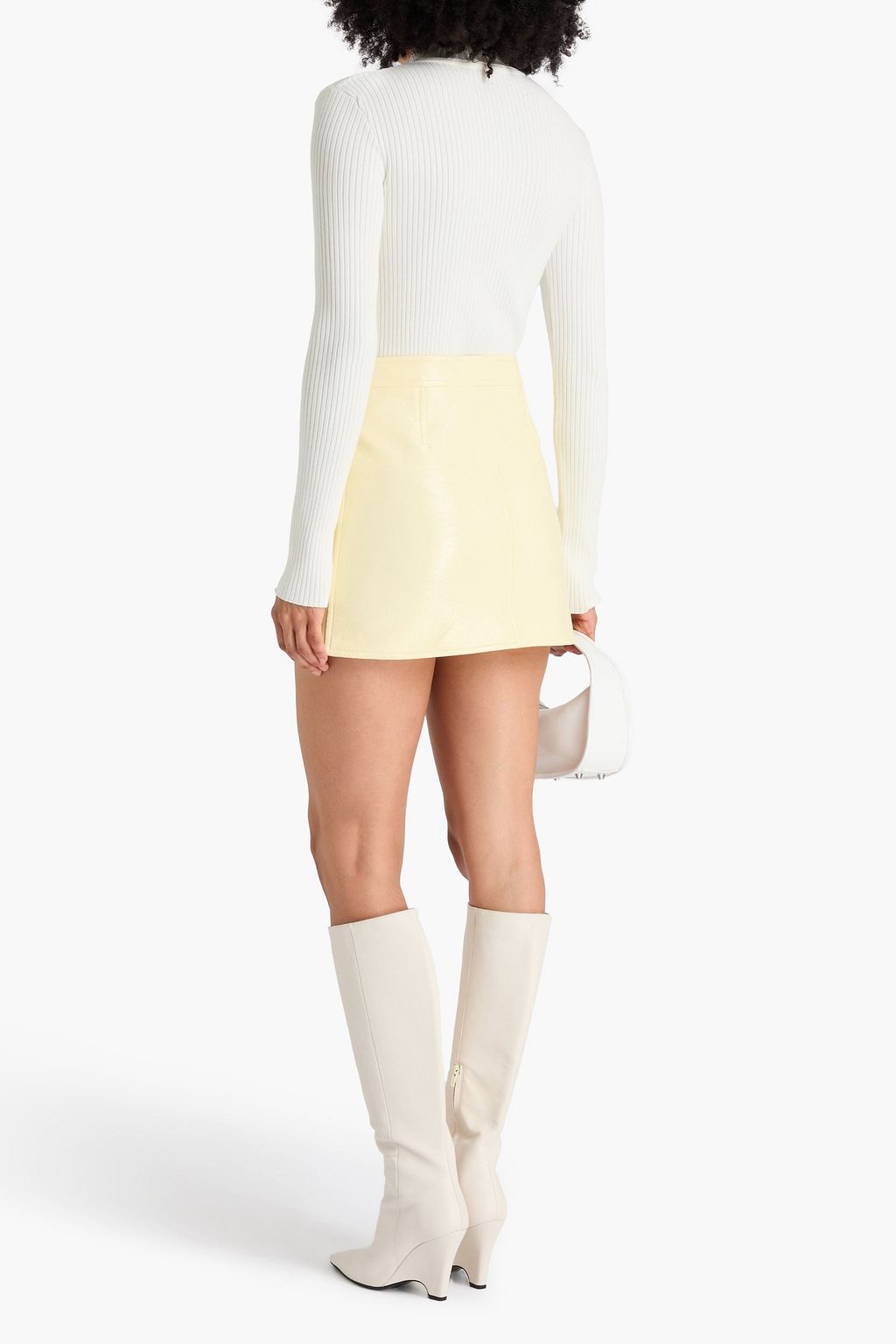 COURRÈGES Embroidered ribbed-knit turtleneck sweater