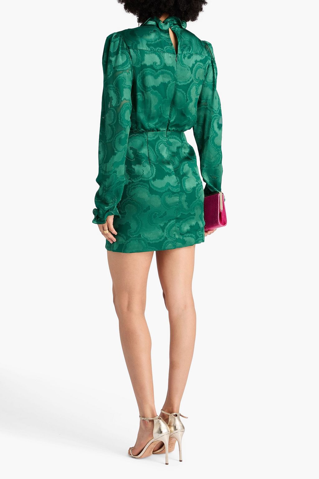 SALONI Minikleid aus glänzendem Jacquard mit Rüschen