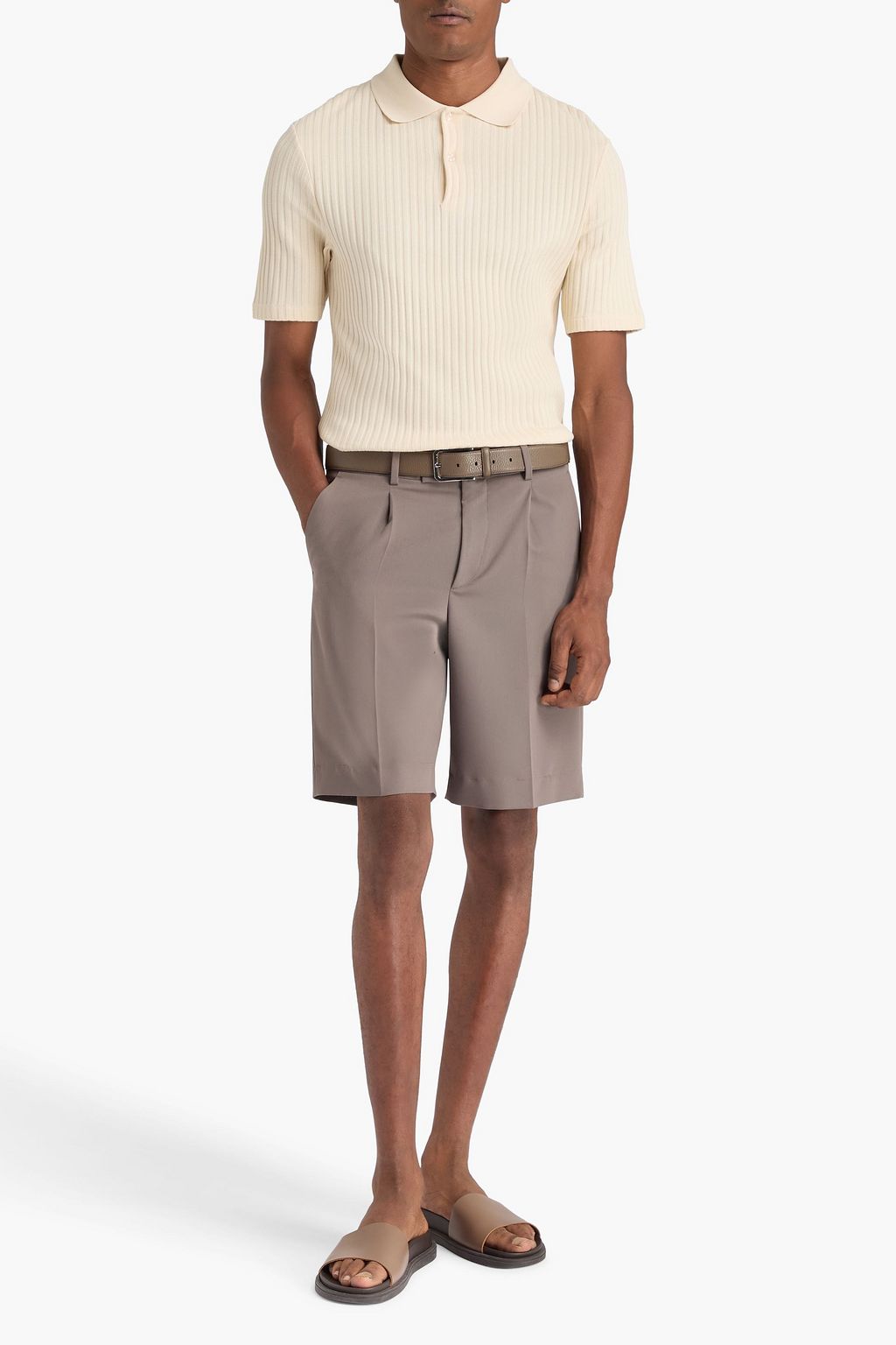SANDRO Ribbed cotton polo shirt