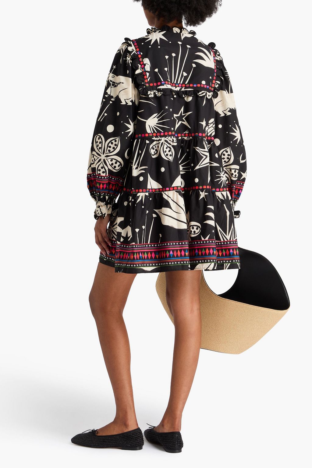 FARM RIO Gestuftes Minikleid aus Baumwollpopeline mit Print