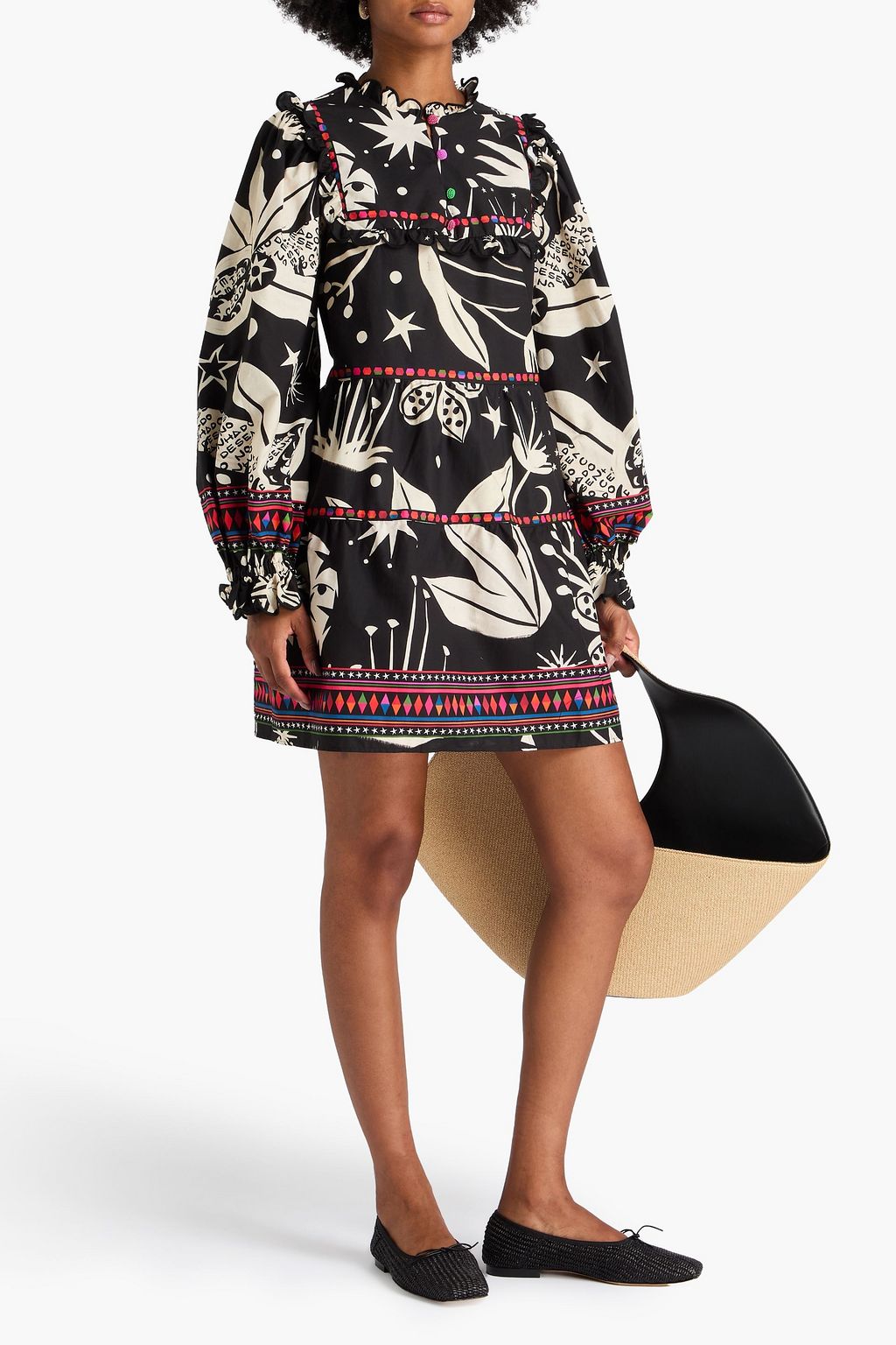 FARM RIO Gestuftes Minikleid aus Baumwollpopeline mit Print