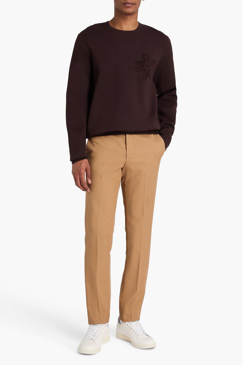 SANDRO Floral-appliquéd knitted sweater