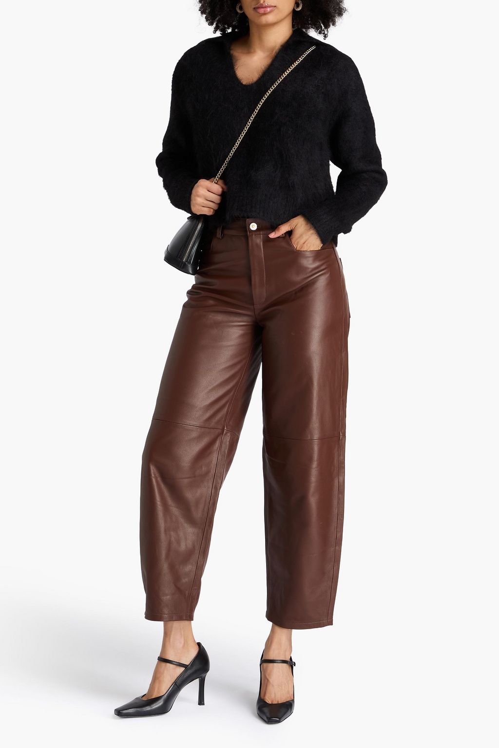 WANDLER Chamomile leather tapered pants