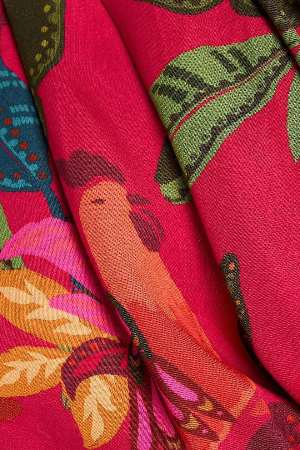 FARM RIO CUTOUT PRINTED SATIN MINI DRESS