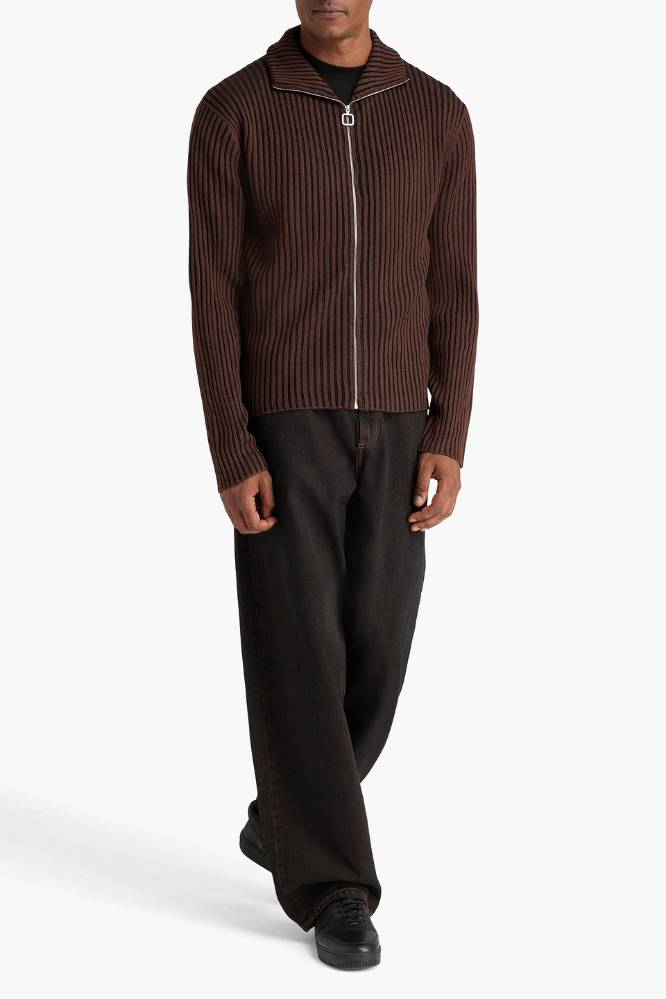 SANDRO RIBBED-KNIT CARDIGAN
