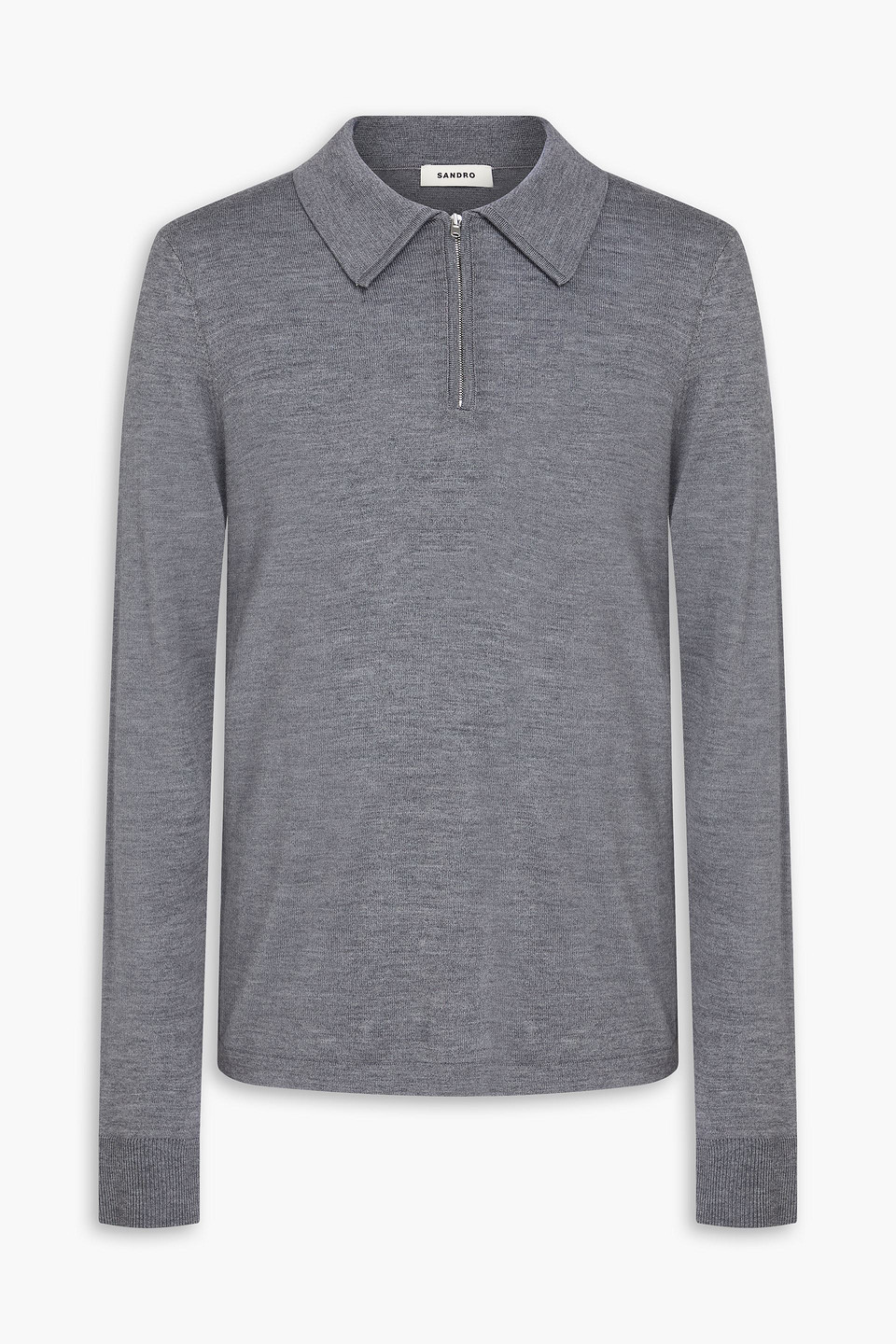 SANDRO WOOL-BLEND POLO SWEATER