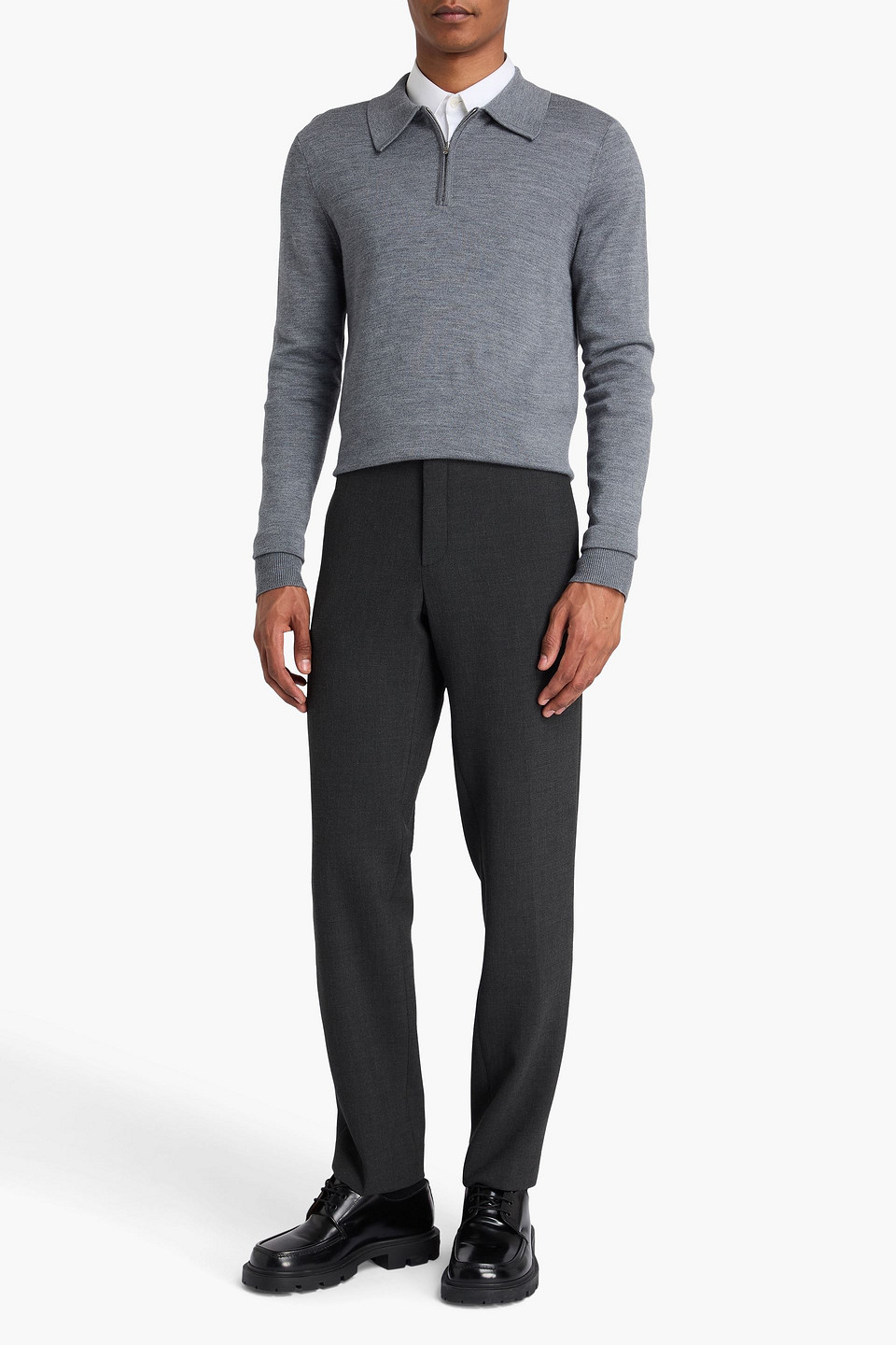 SANDRO WOOL-BLEND POLO SWEATER