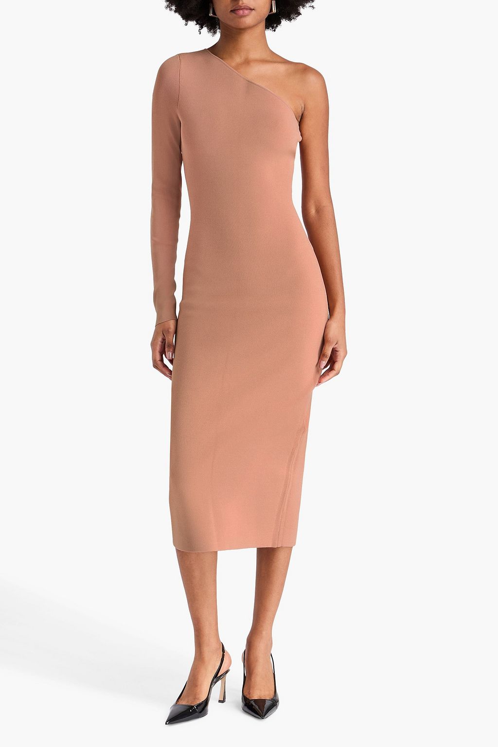 VB BODY VICTORIA BECKHAM Midikleid aus Stretch-Strick mit asymmetrischer Schulterpartie