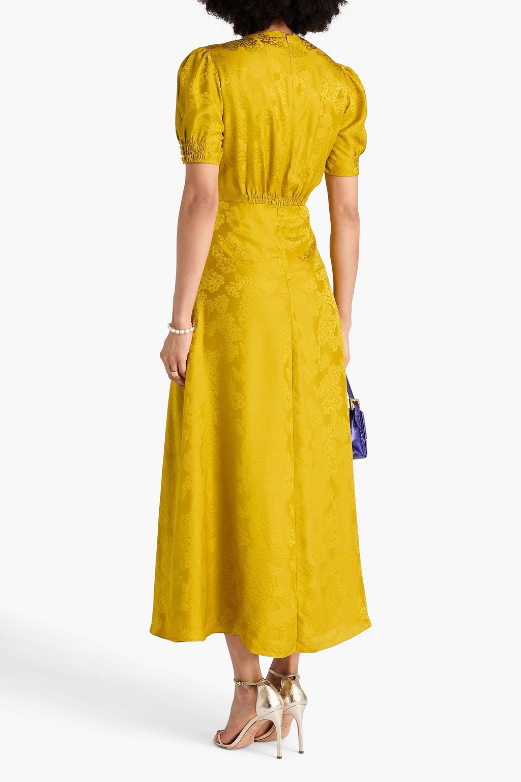 SALONI Midikleid „Lea“ aus Seiden-Jacquard mit Verzierung