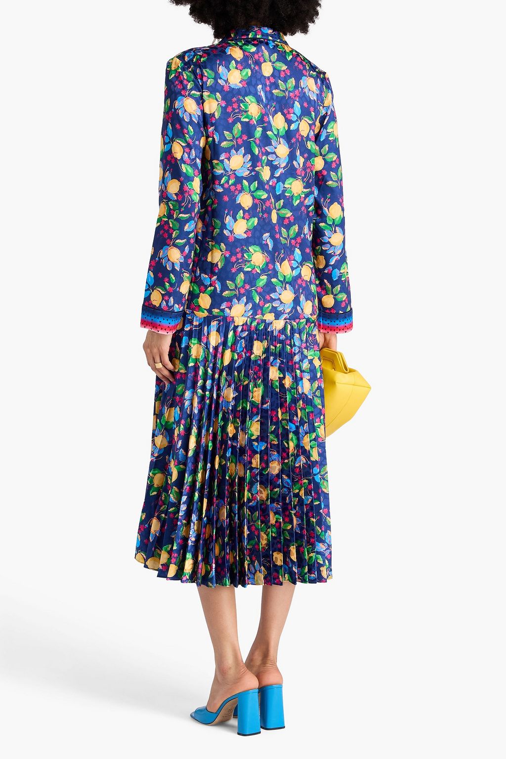 SALONI Hemdkleid in Midilänge aus glänzendem Jacquard mit Print