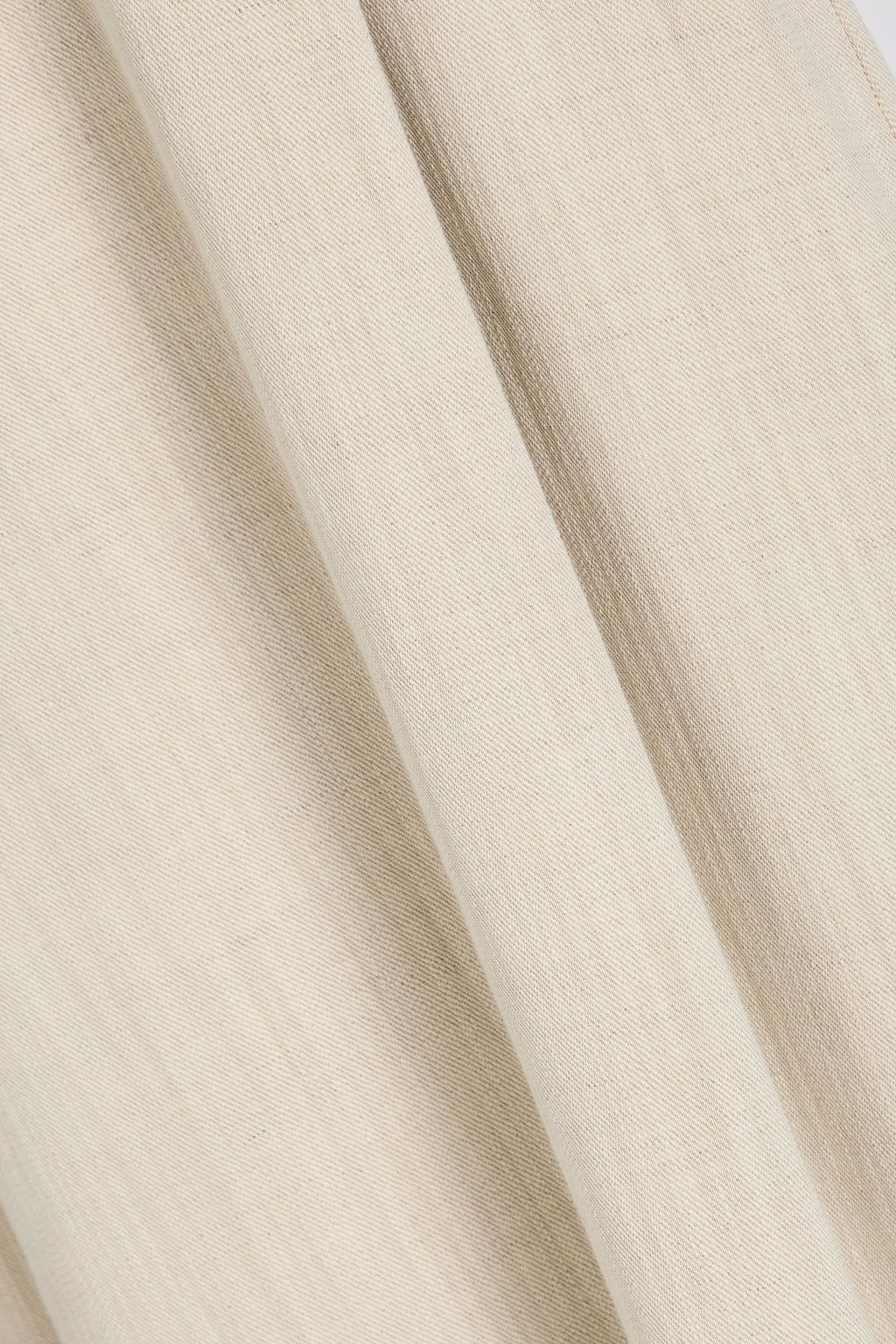 PALMER//HARDING Pleated cotton and linen-blend twill wide-leg pants