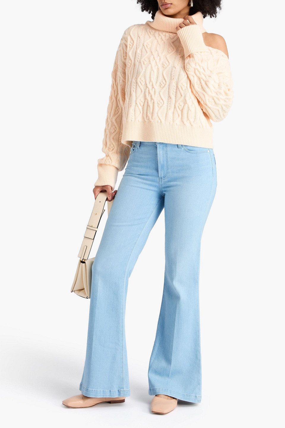  Paige - Rollkragenpullover „raudi“ Aus Einer Wollmischung Mit Zopfstrickmuster Und Cut-outs - Weiß - L 