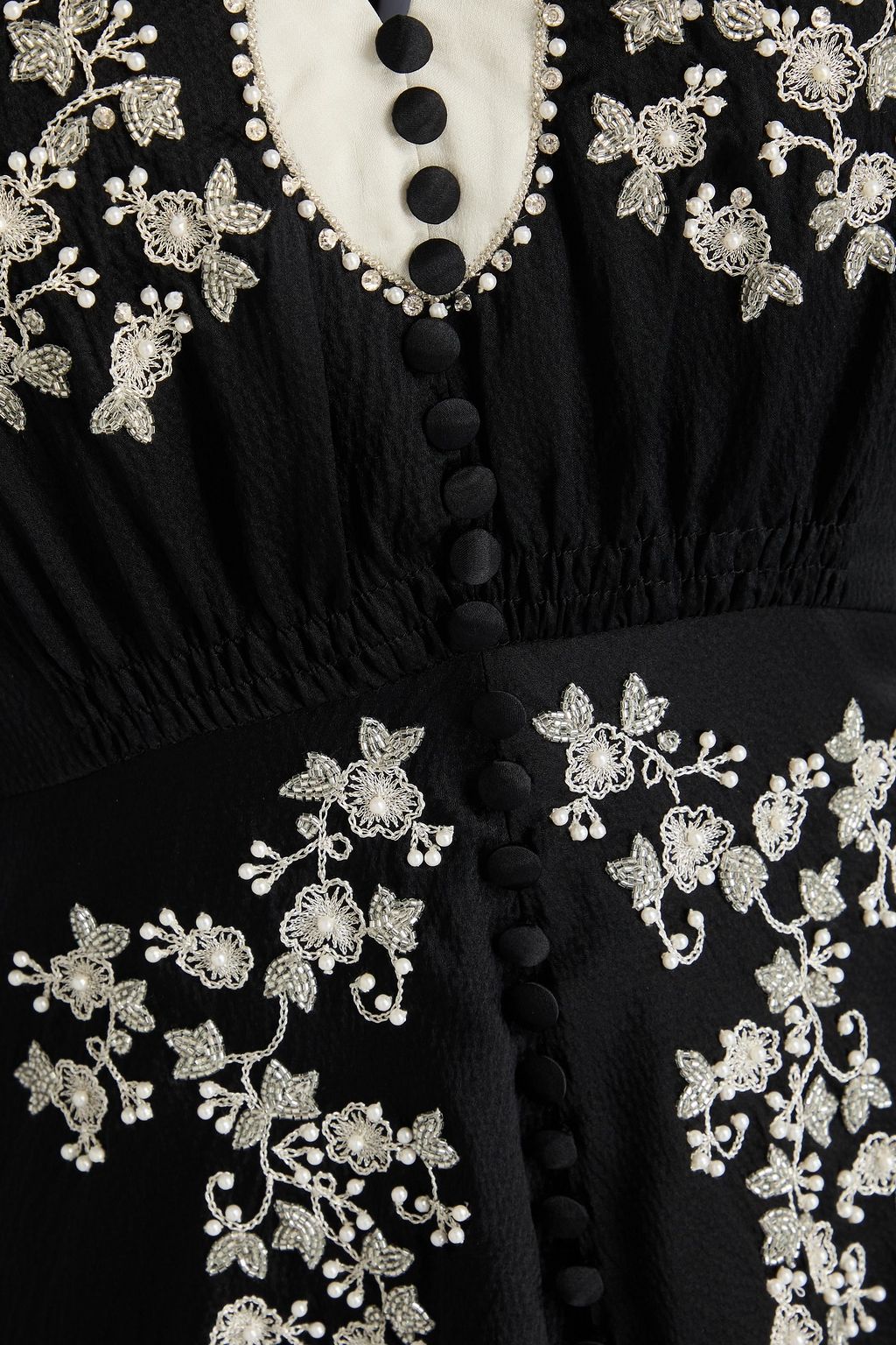 SALONI Maxikleid „Lea“ aus gehämmerter Seide mit Verzierung