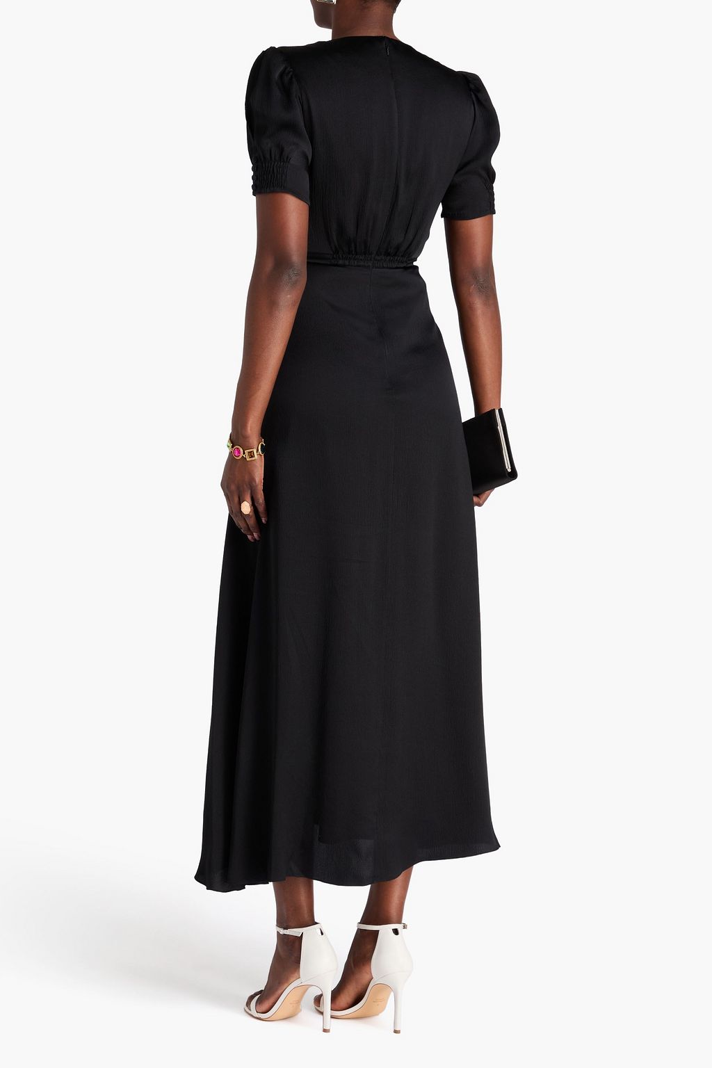 SALONI Maxikleid „Lea“ aus gehämmerter Seide mit Verzierung