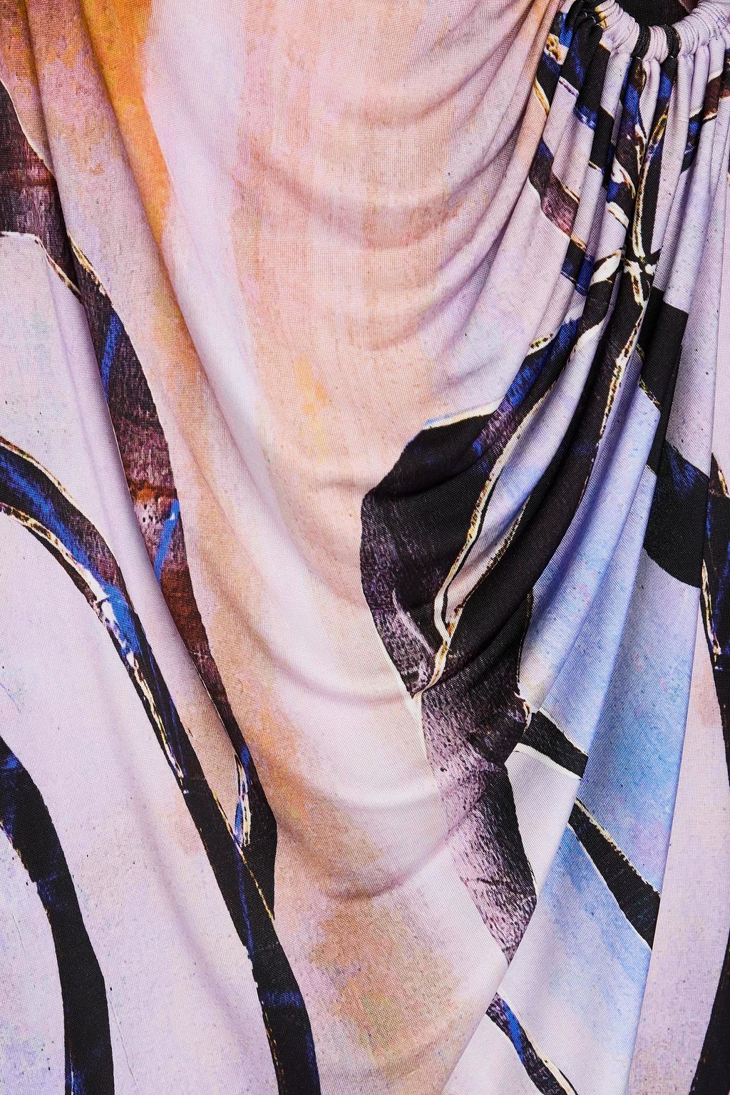 LOUISA BALLOU Wrap-effect printed stretch-jersey midi skirt
