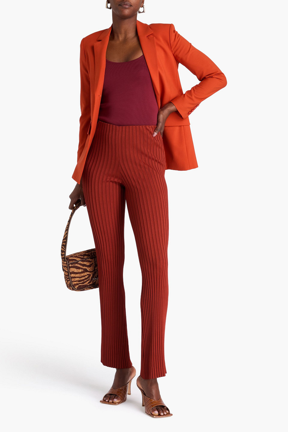  Galvan London - Ribbed-knit Flared Pants - Red - S 
