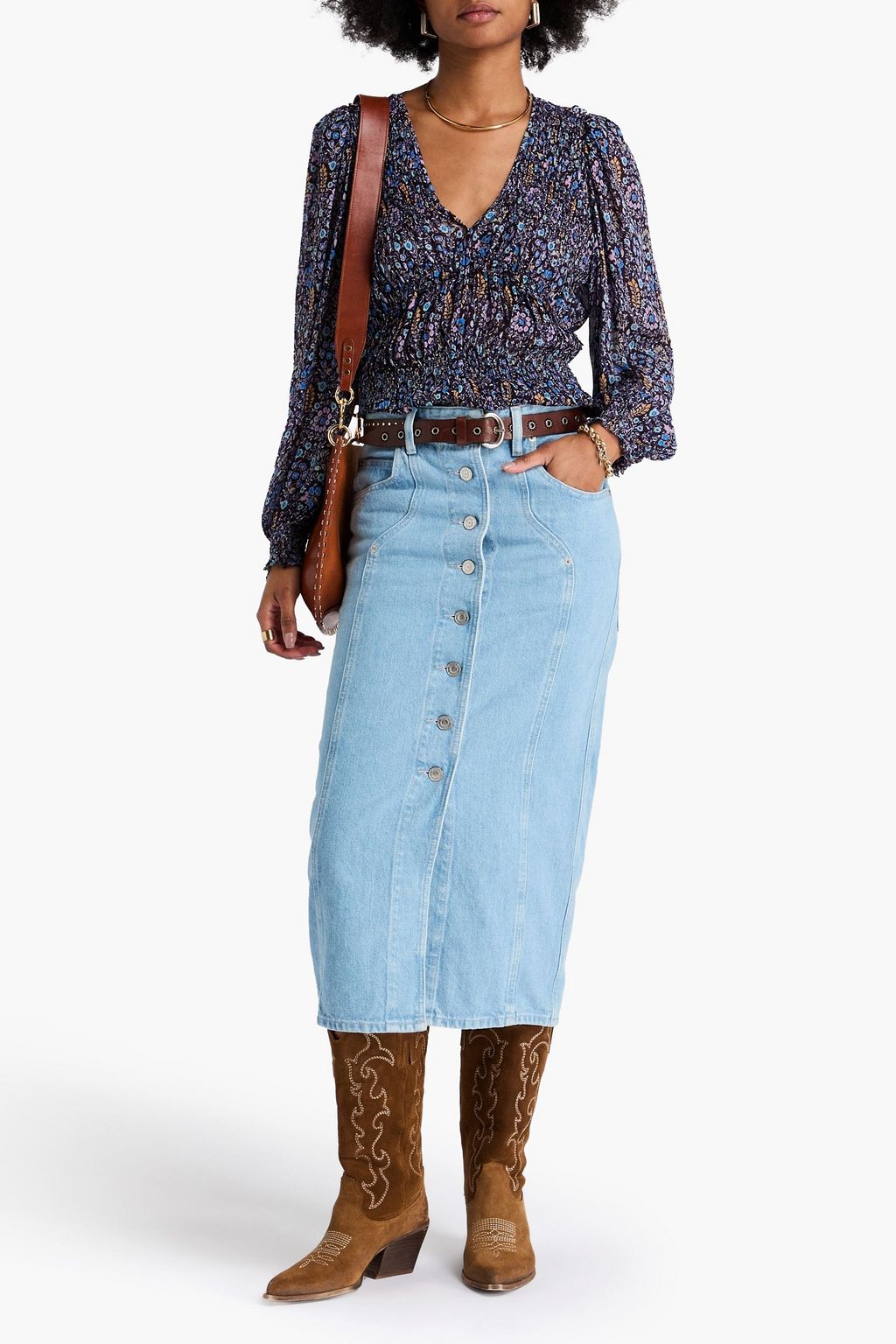 MARANT ÉTOILE Vandy denim midi skirt