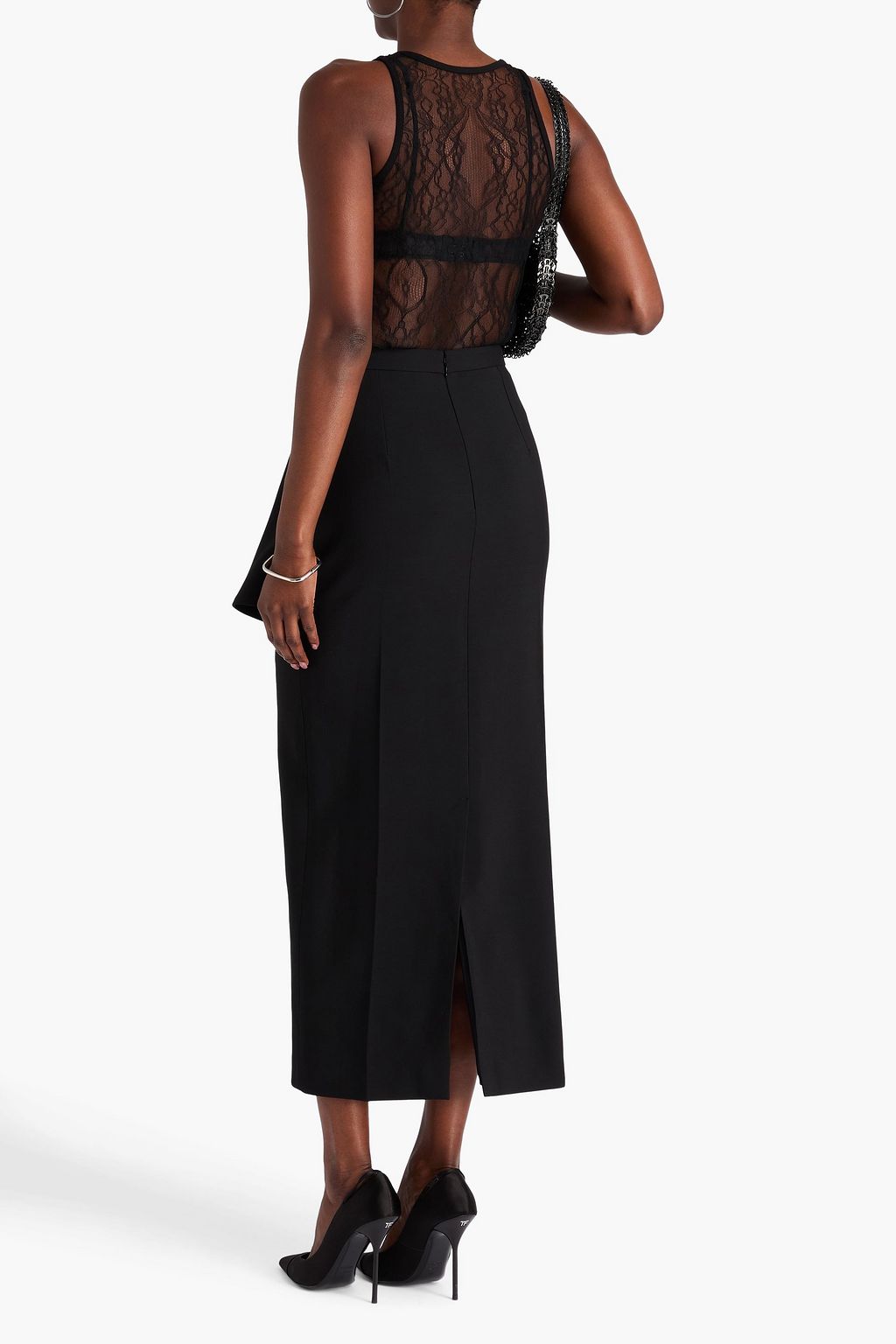 MCQUEEN Cutout wool-twill midi skirt