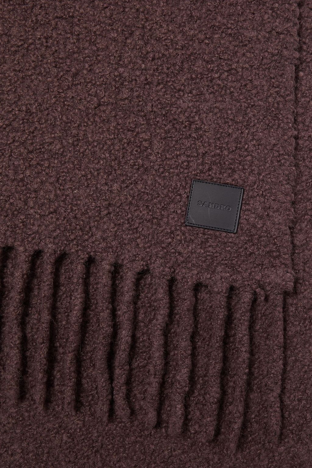 SANDRO Fringed bouclé-knit scarf