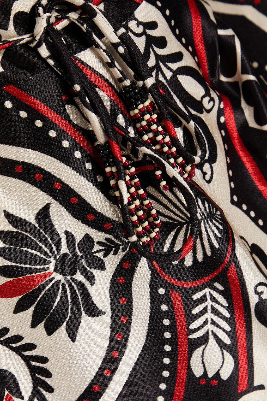 FARM RIO Mini-Wickelkleid aus glänzendem Crêpe mit Print und Zierperlen