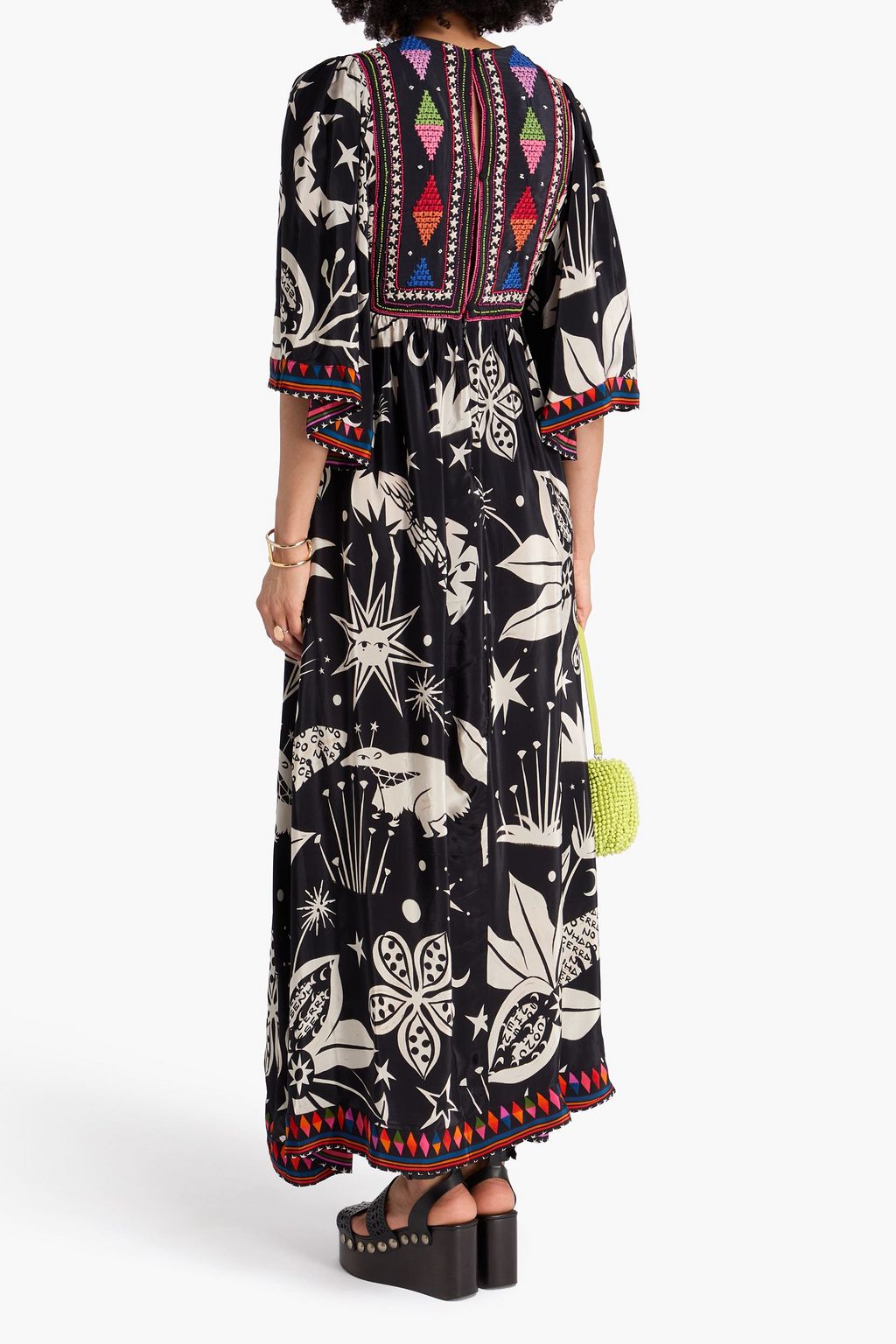 FARM RIO Verziertes Maxikleid aus Satin mit Print