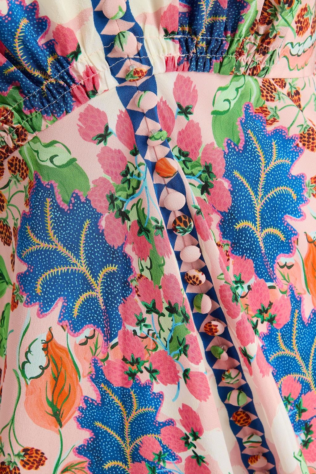 SALONI Lea printed silk crepe de chine midi dress