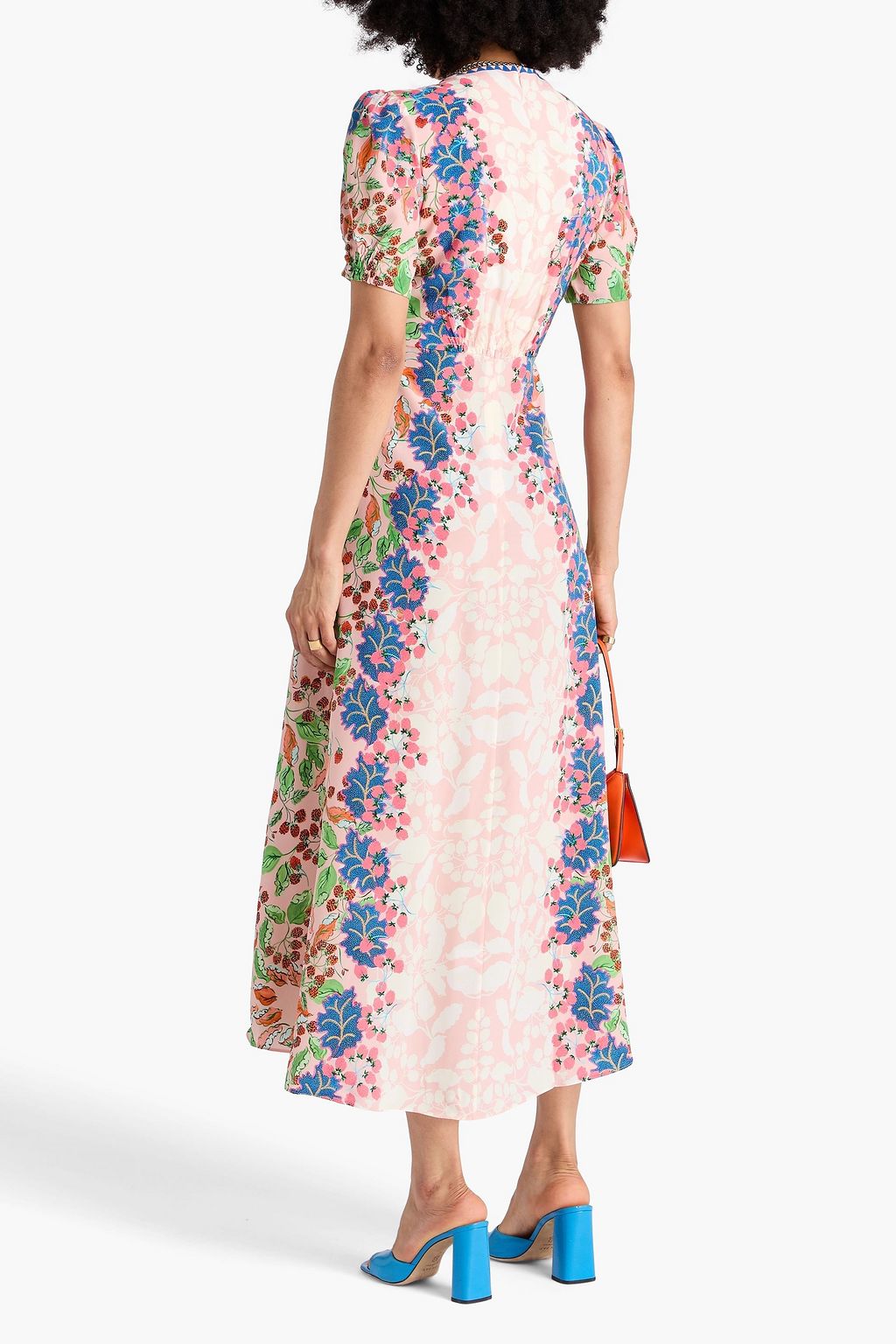 SALONI Lea printed silk crepe de chine midi dress