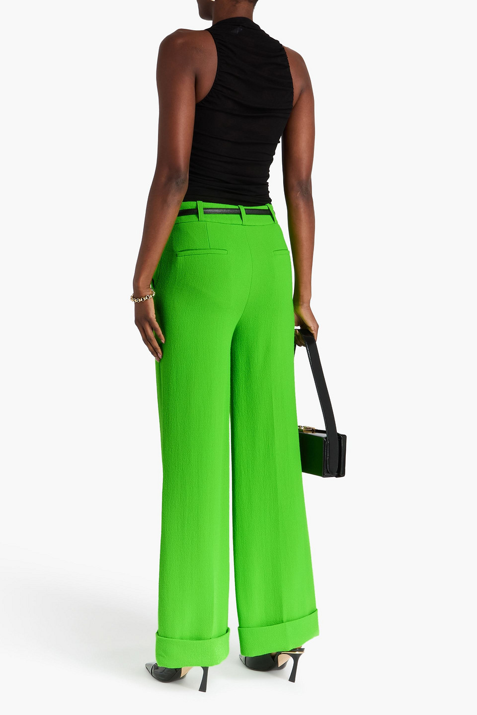  Christopher Kane - Wool-crepe Wide-leg Pants - Green - It 38 