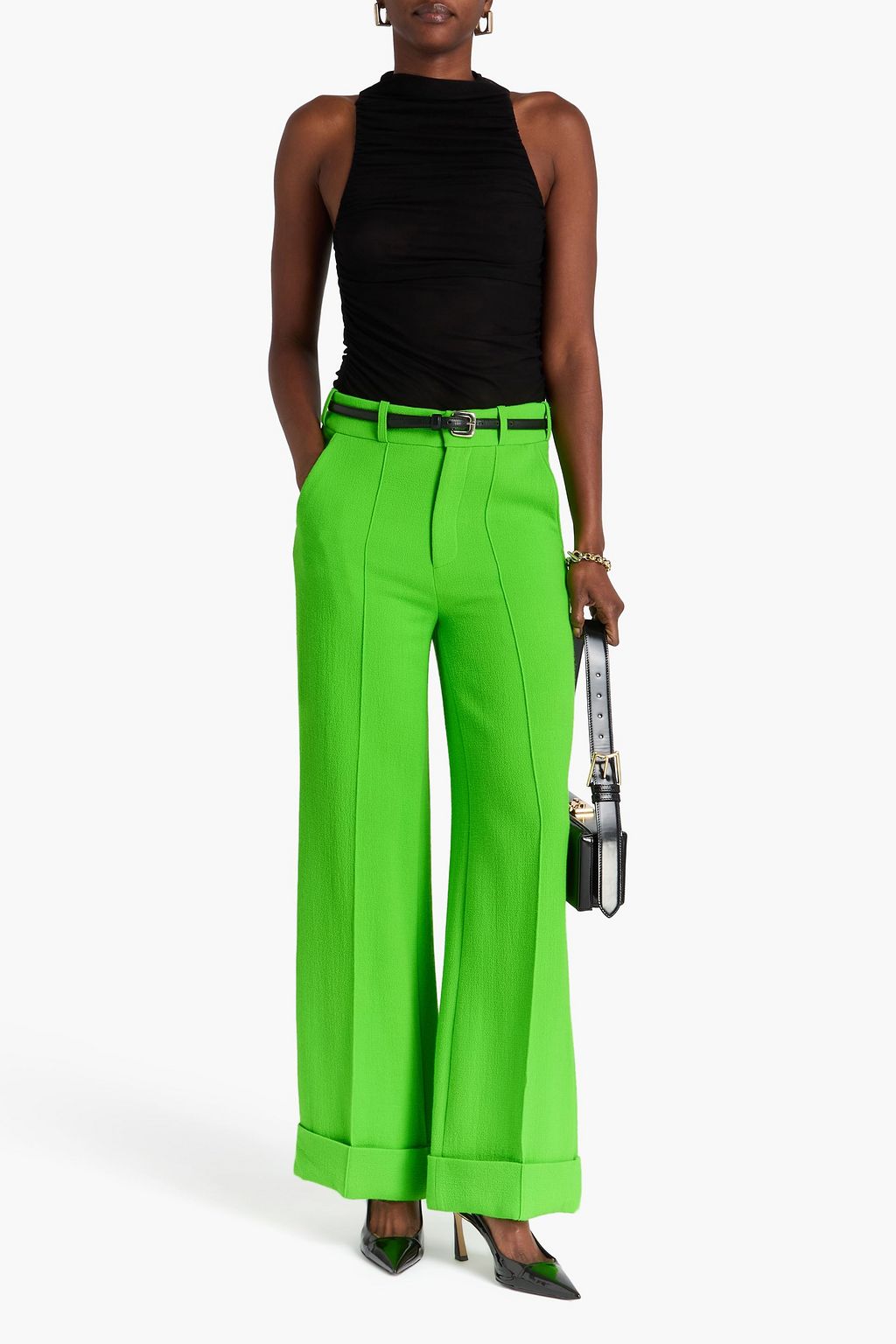 CHRISTOPHER KANE ウールクレープ ワイドレッグパンツ