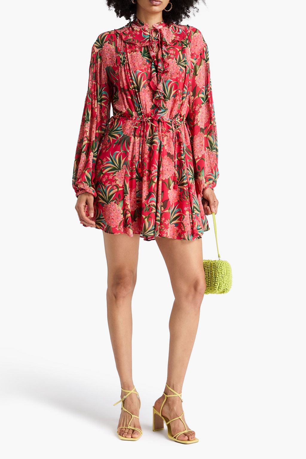 FARM RIO Minikleid aus Gaze mit Blumenprint und Rüschen