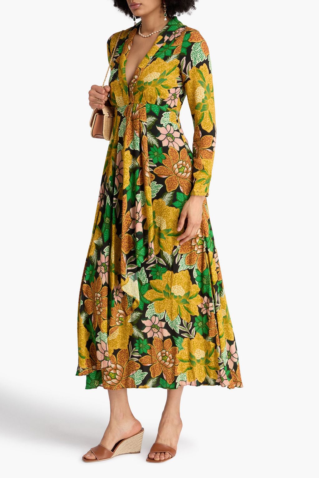 FARM RIO Midikleid aus Crêpe mit floralem Print