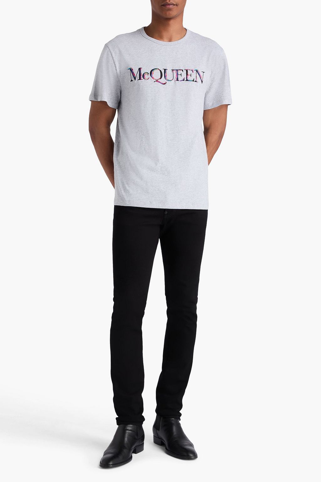 MCQUEEN Embroidered cotton-jersey T-shirt