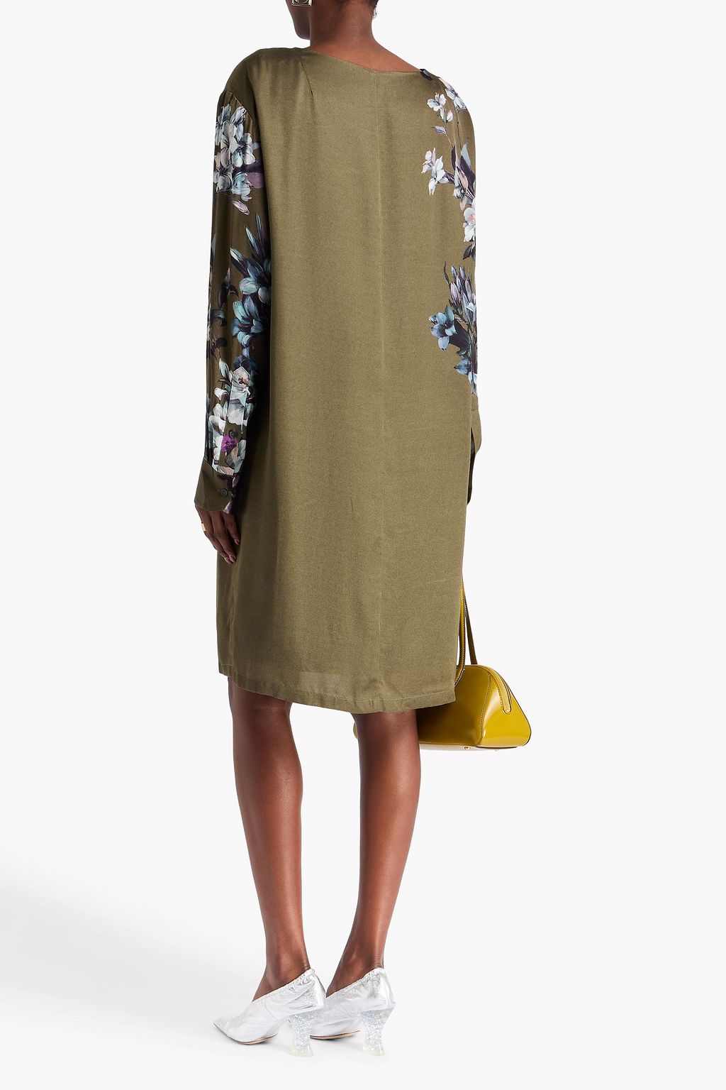DRIES VAN NOTEN فستان من الساتان بطبعة الأزهار
