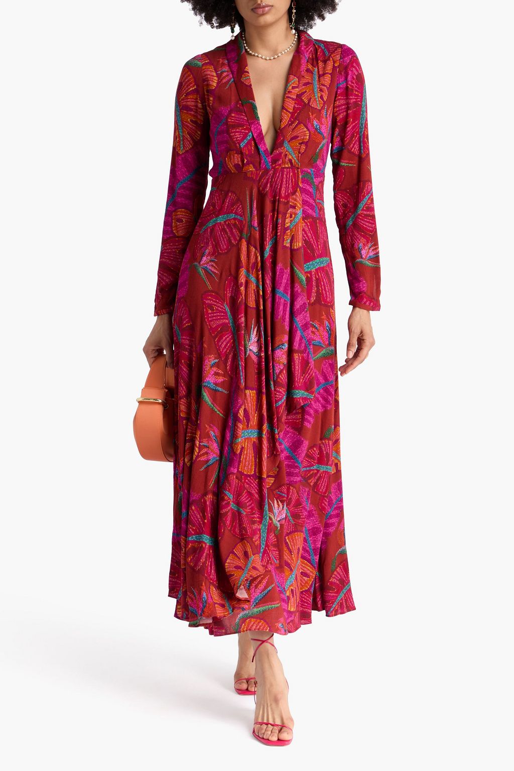 FARM RIO Drapiertes Maxikleid aus Crêpe mit Print