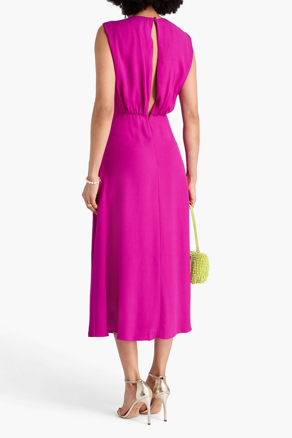 SALONI Midikleid „Marla“ aus glänzendem Crêpe mit Cut-outs und Schleife