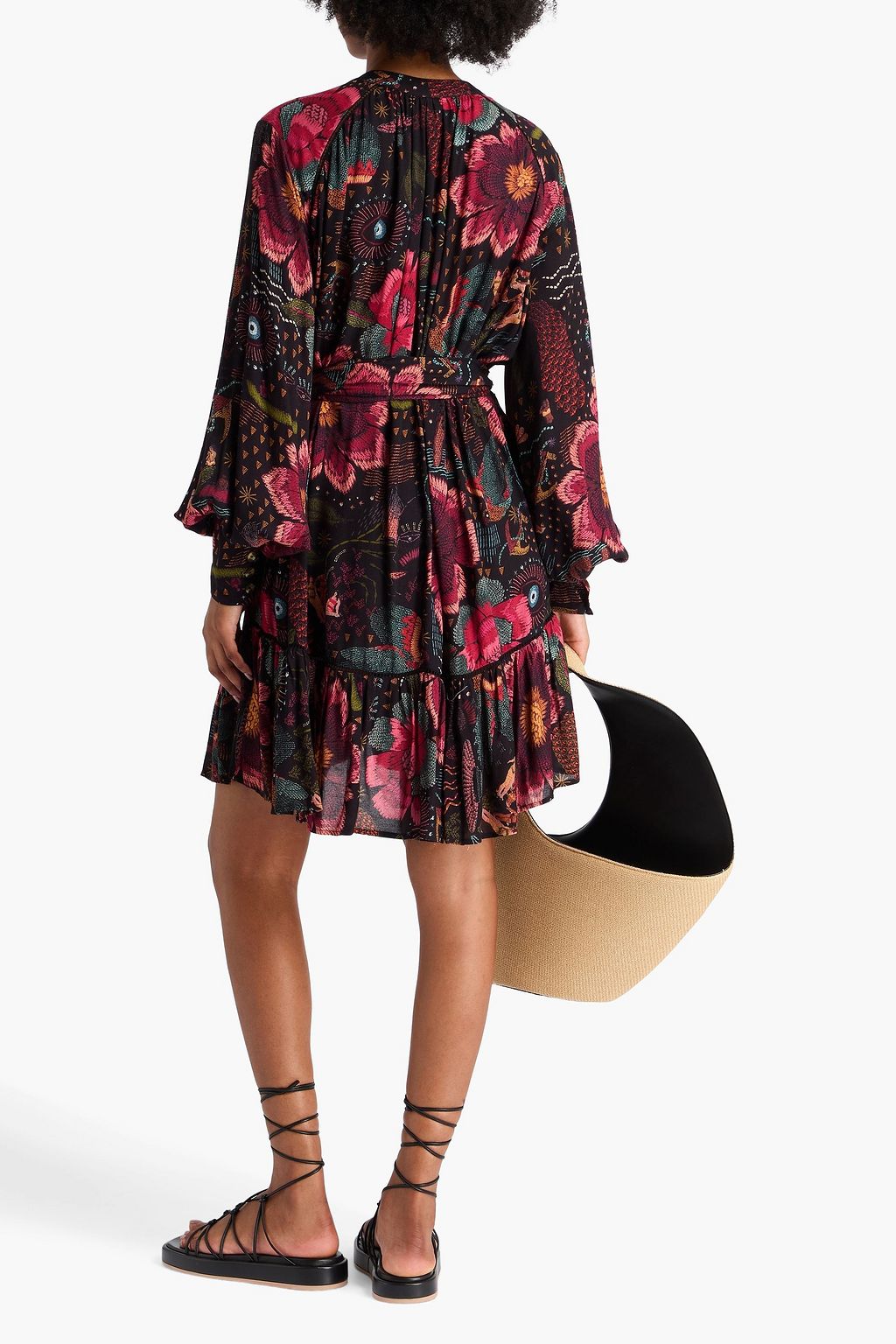 FARM RIO Bedrucktes Minikleid aus Crêpe mit Gürtel