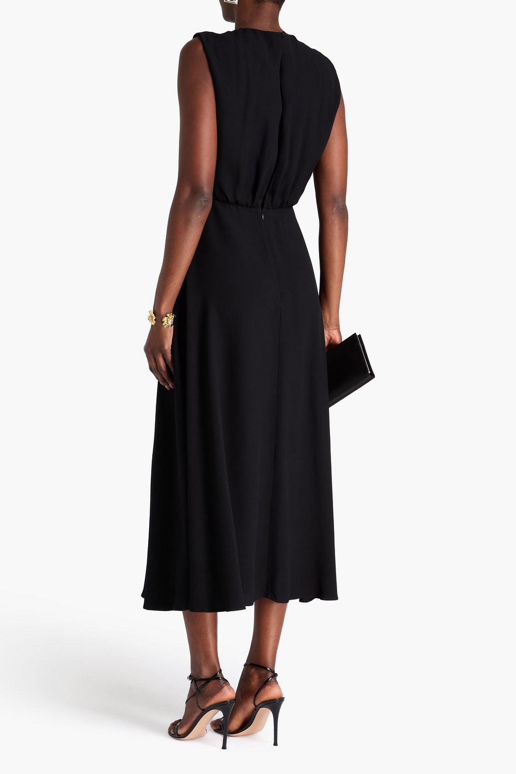 SALONI Marla bow-detailed cutout satin-crepe midi dress