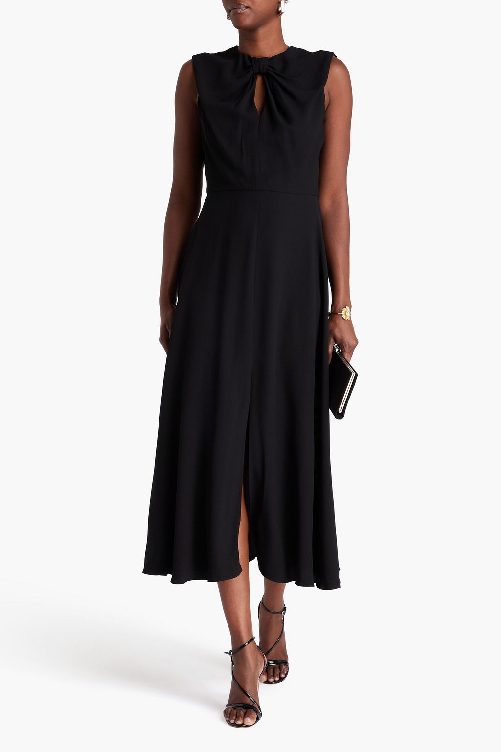 SALONI Marla bow-detailed cutout satin-crepe midi dress