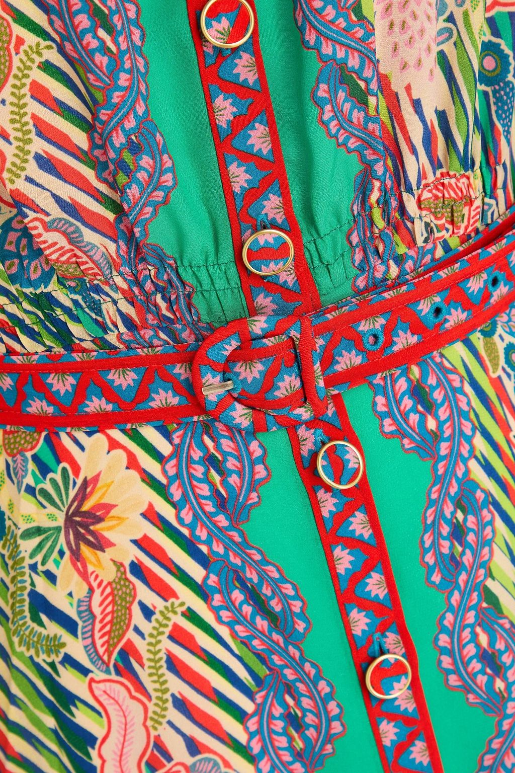 SALONI Lea floral-print silk midi shirt dress
