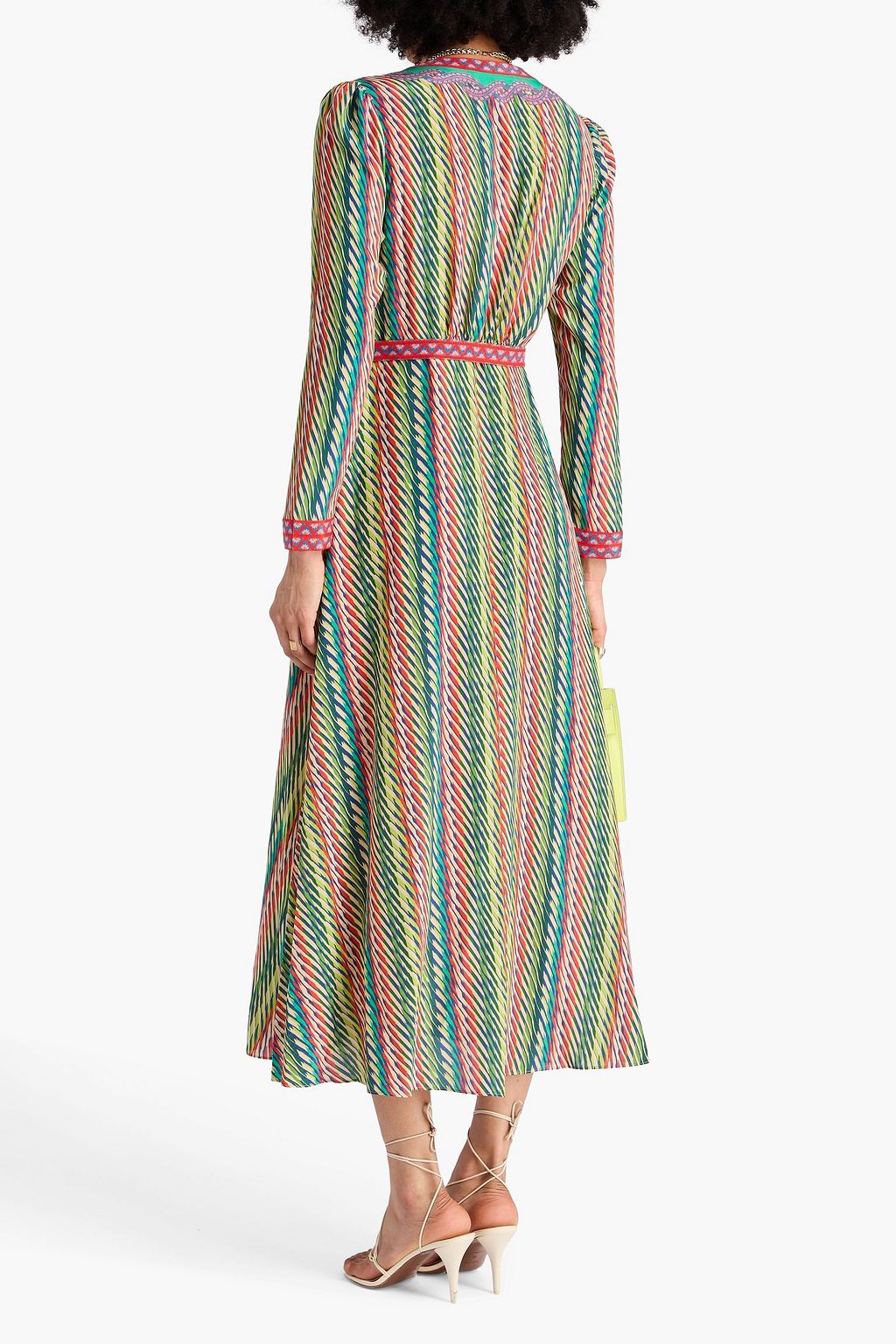 SALONI Lea floral-print silk midi shirt dress