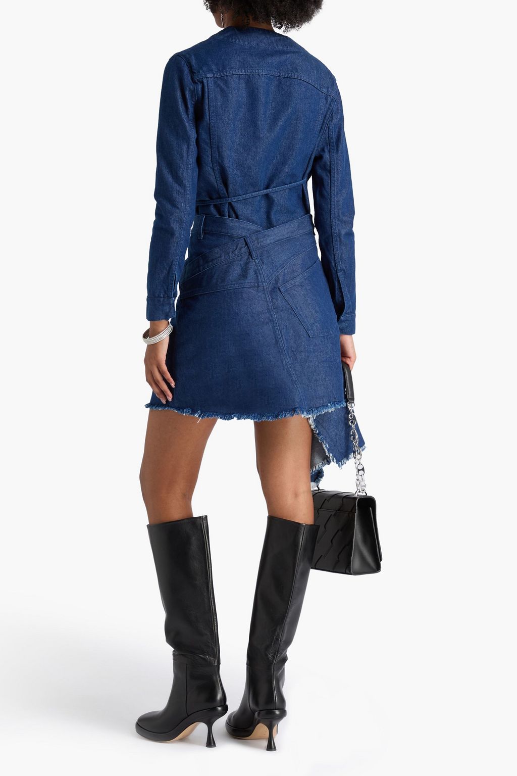 MARQUES' ALMEIDA Asymmetric frayed denim mini skirt