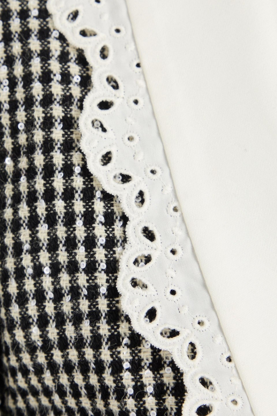  Alessandra Rich - Cropped Blazer Aus Tweed Aus Einer Wollmischung Mit Gingham-karo - Schwarz - It 38 