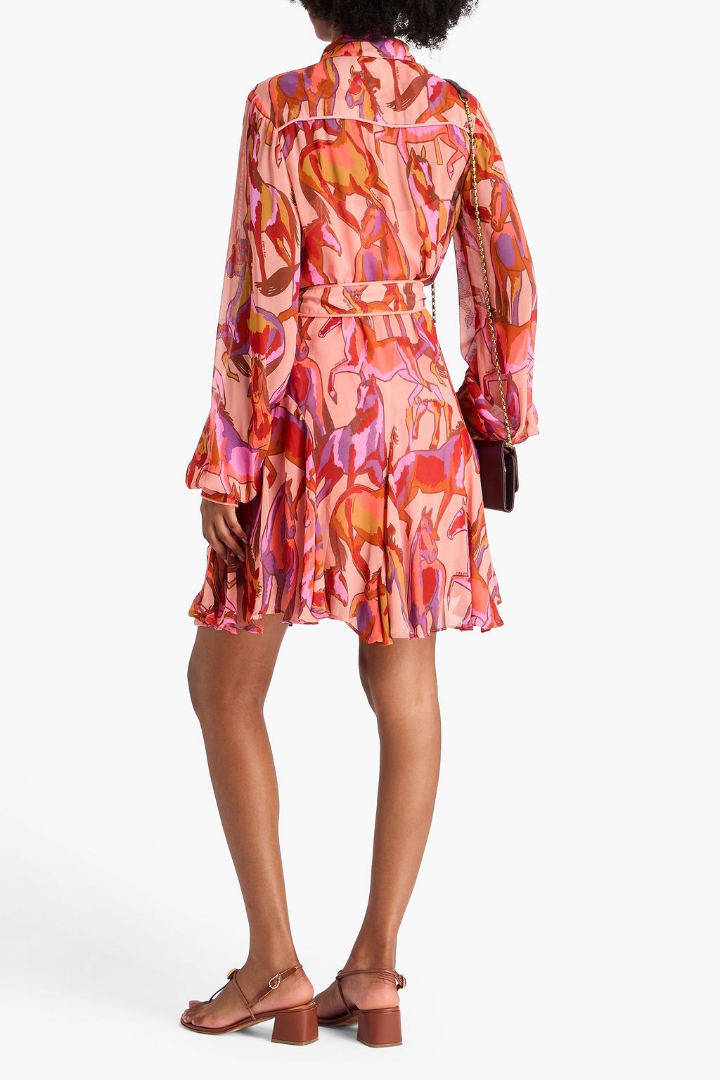 FARM RIO Hemdkleid in Minilänge aus Georgette mit Print und Gürtel