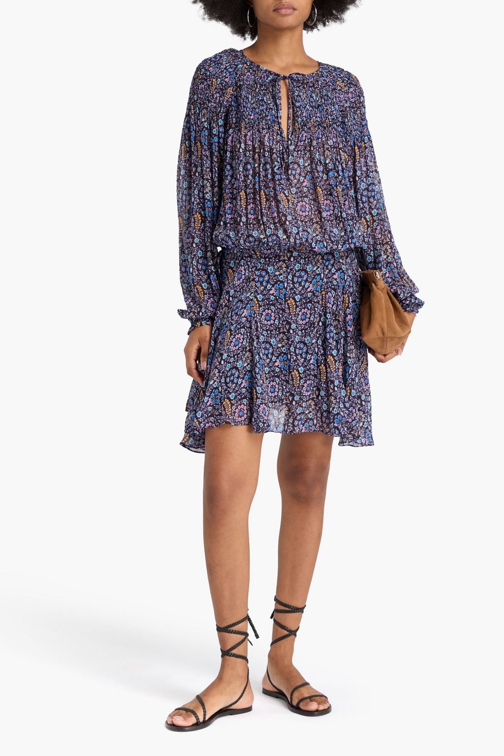 MARANT ÉTOILE Minikleid „Noanne“ aus Georgette mit floralem Print