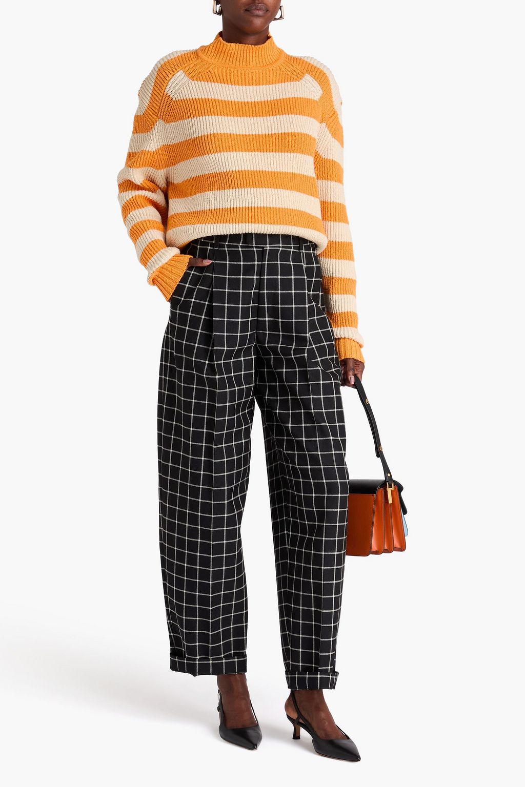 MARNI Checked wool-jacquard tapered pants
